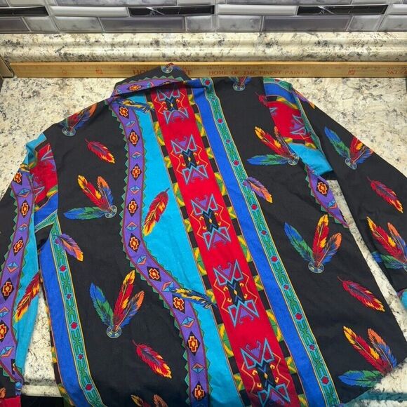 Western Plains Trading Co Womens Sz Medium Colorful South Western Pattern Shirt - Picture 5 of 7